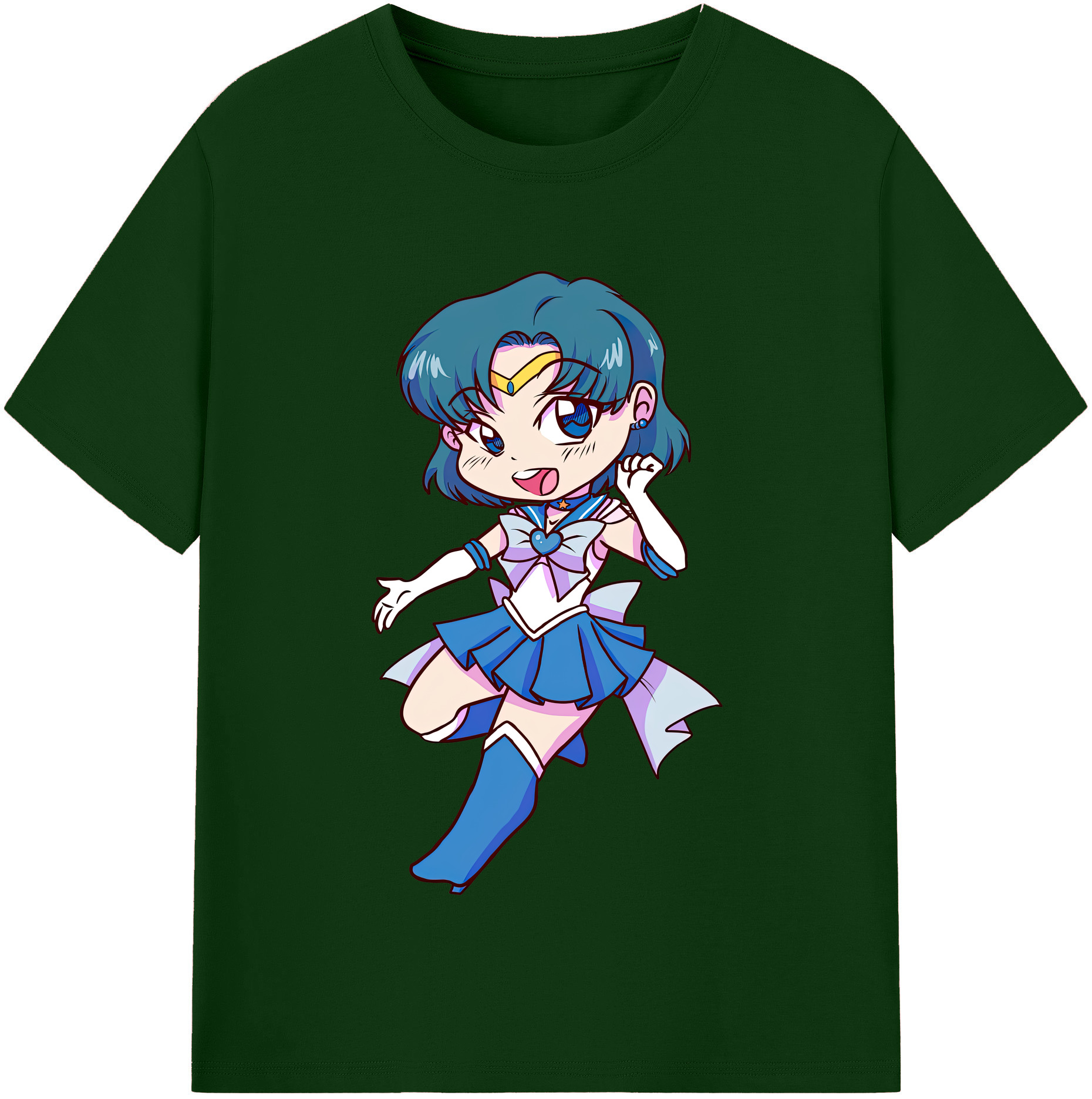 （画像用） 美少女戦士セーラームーン 水野 亜美 みずの あみ Sailor Moon Mizuno Ami 綿100％半袖Tシャツ（フロントプリント）